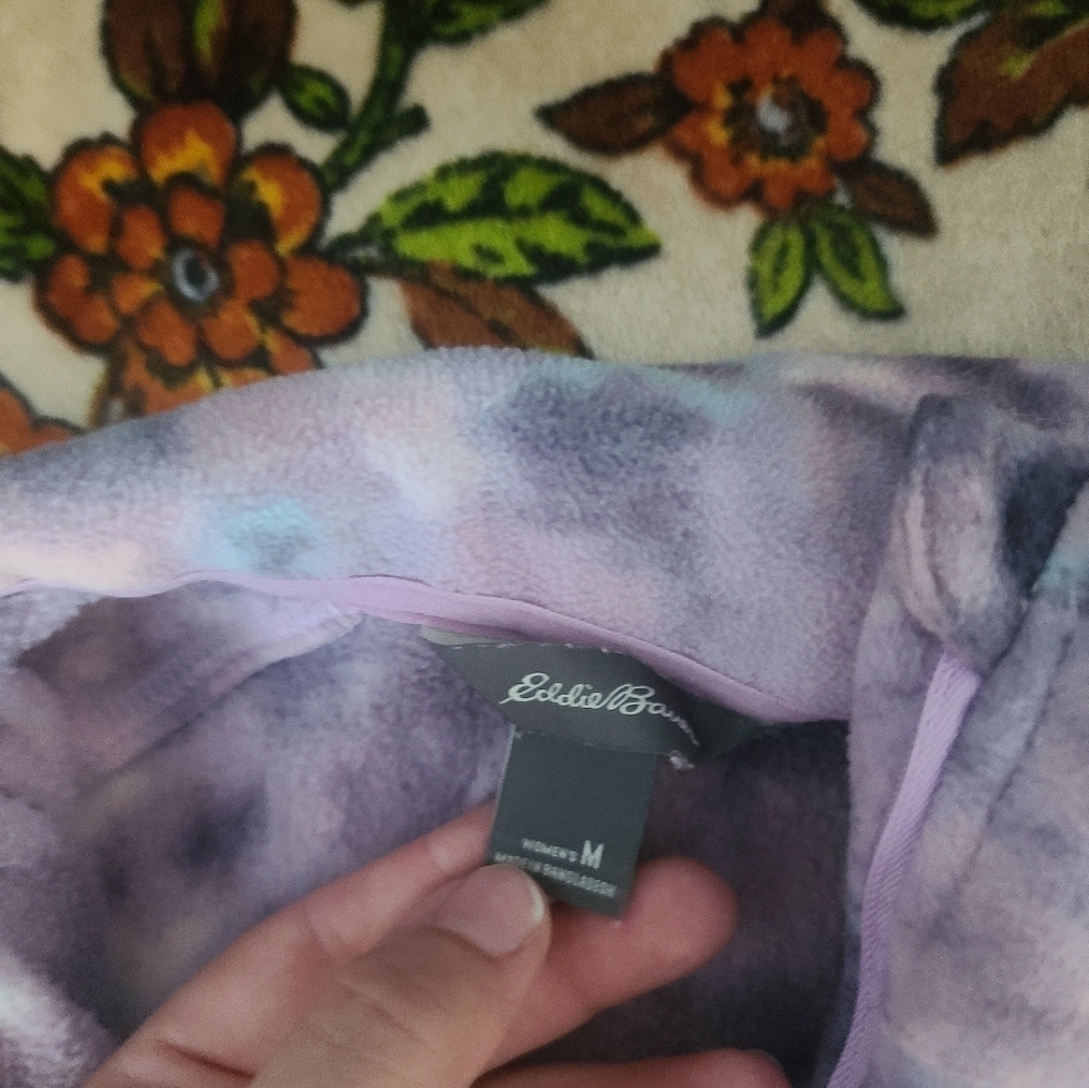 Eddie Bauer Jacket Purple Tie Dye Raglan Sleeve 1/4 Zip sz m - Picture 7 of 7